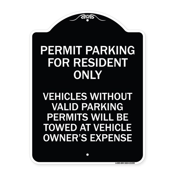 Parking Permit Permit Parking for Residents Only Vehicles Without Valid Parking Permi, BW-1824-23399